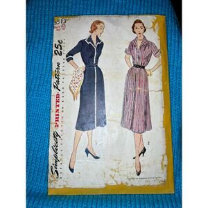 Simplicity 3513 Pattern shirt dress button front bust 42